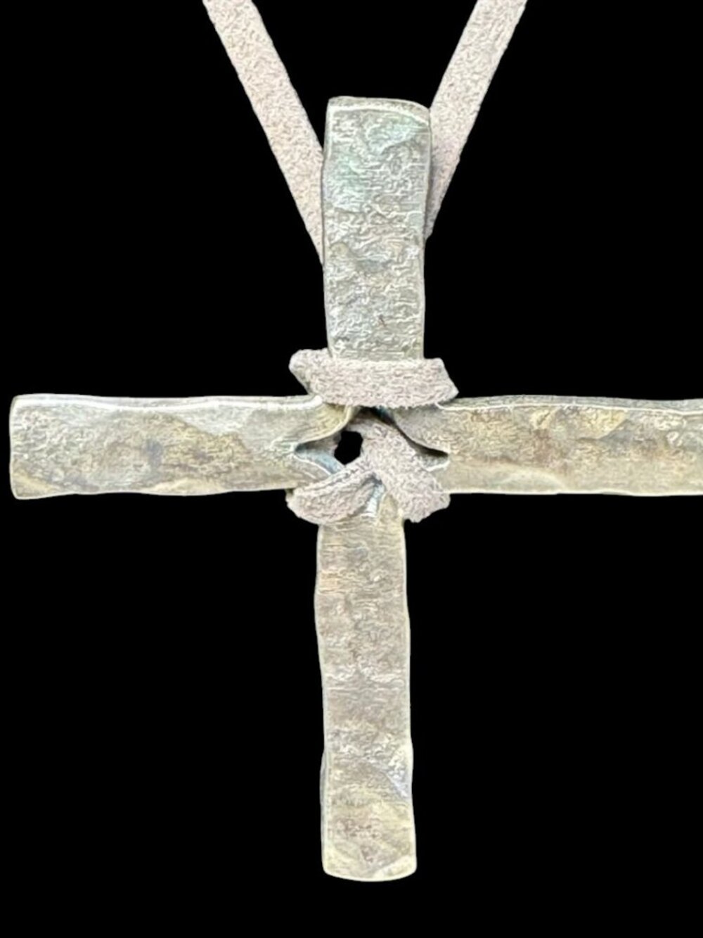Gypsy Cowboy Handmade Hammered Steel Cross Necklace - Picture 4 of 6